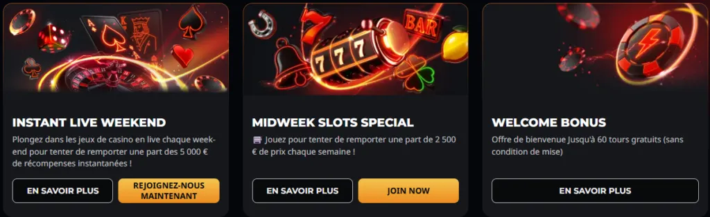 Offres Promotionnelles d'Instant Casino